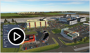 Video: Silent screencast showing how the weather effects available within InfraWorks cast shade and light in a model