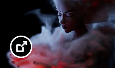 Figure surrounded by glowing smoke