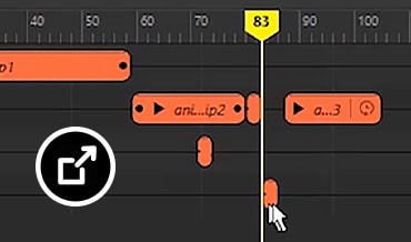 User interface of Time Editor in Maya featuring 3D animation of a figure standing next to a motorcycle